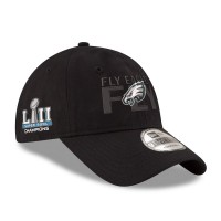 Men's Philadelphia Eagles New Era Black Super Bowl LII Champions Tonal Fly 9TWENTY Adjustable Hat 3045460